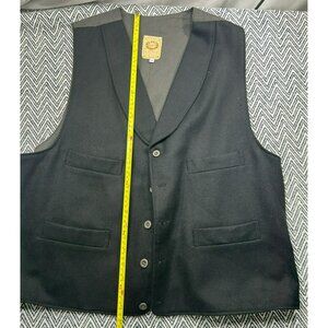 True West Wah Makers Arizona Outfitters XL Men's Black Wool Vest VTG Adjustable